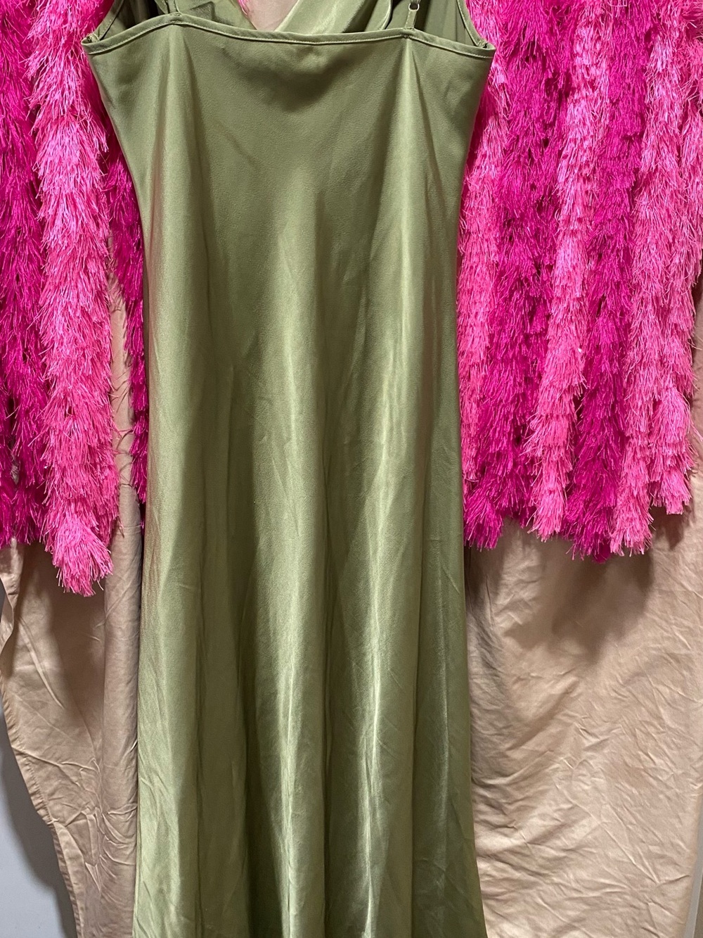 Satin Olive Green Slip Dress